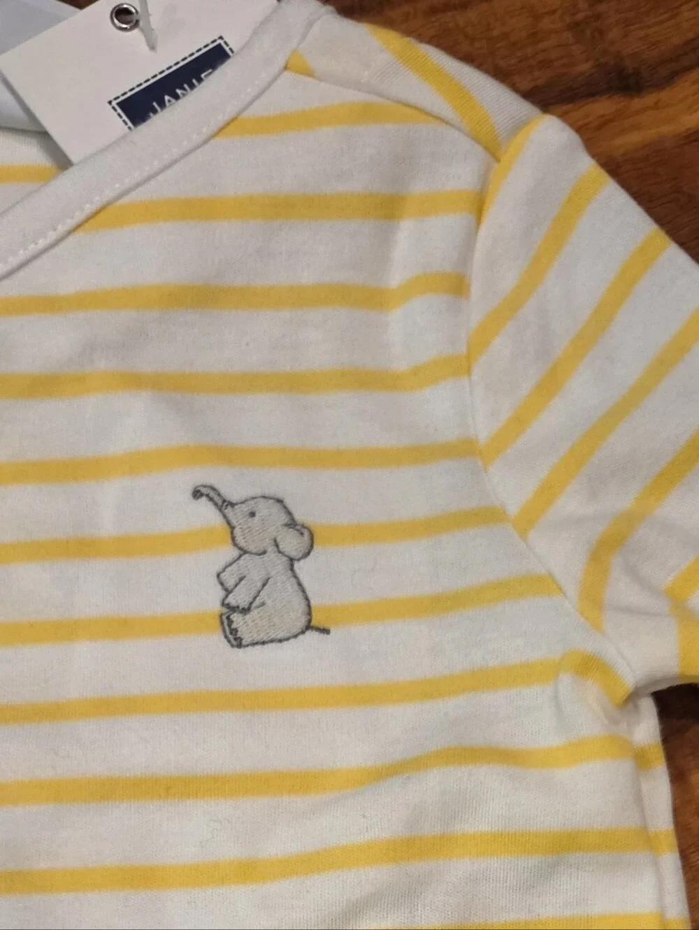 Janie and Jack NWT 6-9 Months Yellow and White Striped Footed One-Piece